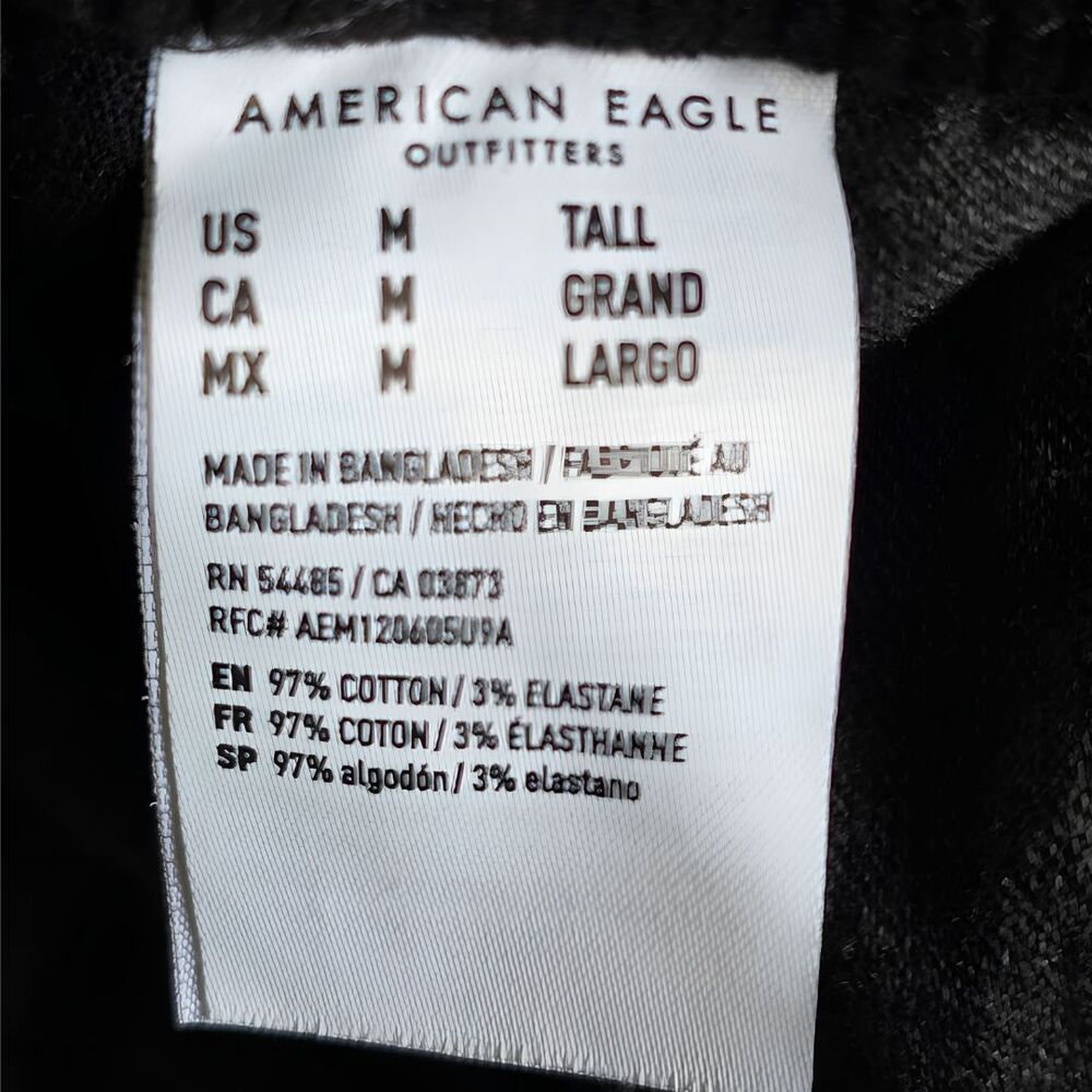 American Eagle Corduroy Pants M Tall NWT Black Pull On Drawstring Straight Leg - Picture 11 of 13